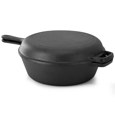 MegaChef 10.5 Inch 2-in-1 Pre-Seasoned Cast Iron Skillet And Fry Pan Set 3 MegaChef 10.5 Inch 2-in-1 Pre-Seasoned Cast Iron Skillet And Fry Pan Set