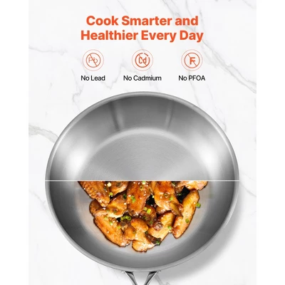 VEVOR Tri-Ply Stainless Steel Frying Pan, 3 Pcs Set (8, 10, 12 In), Cooking Skillet With Heat-Resistant Handle, Silver 6 VEVOR Tri-Ply Stainless Steel Frying Pan, 3 Pcs Set (8, 10, 12 In), Cooking Skillet With Heat-Resistant Handle, Silver - Image 4