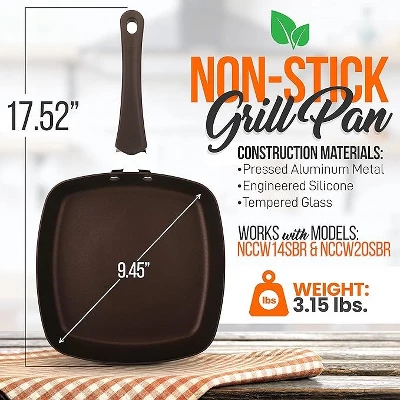 NutriChef 9.45'' Grill Pan - Non-Stick High-Qualified Kitchen Cookware 3 NutriChef 9.45'' Grill Pan - Non-Stick High-Qualified Kitchen Cookware