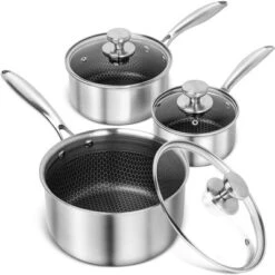MICHELANGELO Stainless Steel Saucepan Set, Premium Triple Ply Sauce Pan With Lid, Sauce Pot With Honeycomb Interior 19 MICHELANGELO Stainless Steel Saucepan Set, Premium Triple Ply Sauce Pan With Lid, Sauce Pot With Honeycomb Interior -Cookware Store GUEST a8d29c2e d2f2 4d03 9f84 96f2ed1eb665