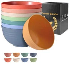 Itopfox BPA Free Unbreakable Wheat Straw Cereal Bowls - Microwave & Dishwasher Safe Soup And Salad Bowls, Set Of 8, Multicolor -Cookware Store GUEST a8ea8d5c 699d 4df0 b621 a8a904a7b7ec