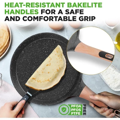 NutriChef 9.45” Non-Stick Crepe Pan With Wooden Spreader - Black Marble - NCMKCP0024BK 5 NutriChef 9.45” Non-Stick Crepe Pan With Wooden Spreader - Black Marble - NCMKCP0024BK - Image 3