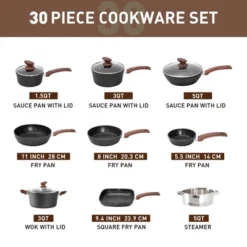 Captiva Designs Nonstick Granite Cookware And Bakeware Set With Heat-Resistant Bakelite Handle