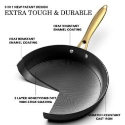 Non Stick Frying Pan – 10 Inch Cast Iron Skillet With Stay-Gold Stainless Steel Handle, Scratch-resistant And Anti-frictional , Induction Compatible. -Cookware Store GUEST ae49de6b 7b8e 4d75 bd36 381624fe64ca