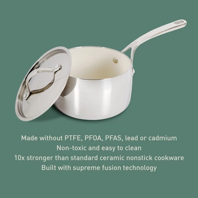 Bloomhouse 3-QT Triply Stainless Steel Sauce Pan W/ Non-Stick Non-Toxic Pro Ceramic Interior 14 Bloomhouse 3-QT Triply Stainless Steel Sauce Pan W/ Non-Stick Non-Toxic Pro Ceramic Interior - Image 12