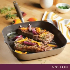 Anolon Advanced Home 11" Deep Square Grill Pan With Pour Spouts Bronze: Hard Anodized Nonstick, 11-Inch Griddle -Cookware Store GUEST aed7e364 03c4 4e31 85f9 0fbd1e38b5d1