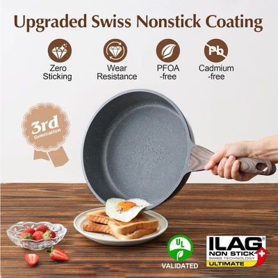 Itopfox Nonstick Skillet With Lid, Deep Frying Pan, Saute Pan, Stay-cool Handle, Healthy Stone Cookware, Induction Compatible 4 Itopfox Nonstick Skillet With Lid, Deep Frying Pan, Saute Pan, Stay-cool Handle, Healthy Stone Cookware, Induction Compatible - Image 2