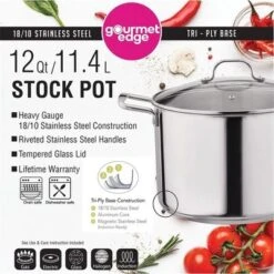 Gourmet Edge Stock Pot Stainless Steel Cooking Pot With Lid, Silver -Cookware Store GUEST afe2a362 c5cc 472c 8275 8012ea1252d4