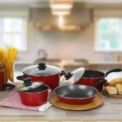 Gibson Home Armada 7 Piece Nonstick Carbon Steel Cookware Set In Red -Cookware Store GUEST b107f12b 42f1 4f0b 9449 e675832891c0