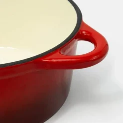 EXCELSTEEL 443 2.8QT CASSEROLE PAN WITH RED ENAMEL COATING