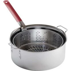 Gas One 10 QT Aluminum Fry Pot With Easy Grip Handle Outdoor Fryer With Perforated Strainer Basket – Ideal For Seafood, Chicken -Cookware Store GUEST b5743f32 8296 42e5 afc8 5a29be02e5a3