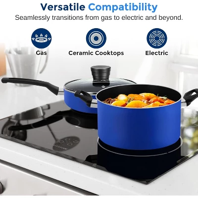 SereneLife Kitchenware Pots & Pans Set – Basic Kitchen Cookware, Black Non-Stick Coating Inside, Heat Resistant Lacquer (11-Piece Set) 8 SereneLife Kitchenware Pots & Pans Set – Basic Kitchen Cookware, Black Non-Stick Coating Inside, Heat Resistant Lacquer (11-Piece Set) - Image 6