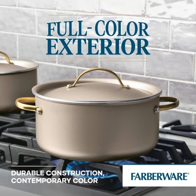 Farberware Radiant 5.5qt Nonstick Dutch Oven With Lid Champagne: Aluminum, Dishwasher-Safe, Round, 5.5qt Capacity 5 Farberware Radiant 5.5qt Nonstick Dutch Oven With Lid Champagne: Aluminum, Dishwasher-Safe, Round, 5.5qt Capacity - Image 3