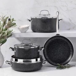 Korkmaz Galaksi 7 Piece Non Stick Aluminum Cookware Set In Black -Cookware Store GUEST b7659c90 4cc4 4ae0 b1ea 4dde62310aaf