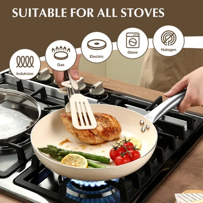 KOCH SYSTEME CS Ceramic Nonstick Aluminum Frying Pan With Stainless Steel Handle, White 4 KOCH SYSTEME CS Ceramic Nonstick Aluminum Frying Pan With Stainless Steel Handle, White - Image 2