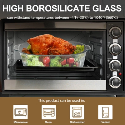 Itopfox 3Qt Glass Casserole Dish With Lid, Ribbed Oval Baking Dish For Oven & Microwave, Clear Lead-Free Covered Cookware, Deep Food Container 5 Itopfox 3Qt Glass Casserole Dish With Lid, Ribbed Oval Baking Dish For Oven & Microwave, Clear Lead-Free Covered Cookware, Deep Food Container - Image 3