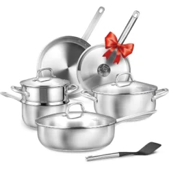 KOCH SYSTEME CS Stainless Steel Cookware Set 10 Piece, Stainless Steel Pots And Pans Set For Professional Cooking, Induction Compatible, Silver -Cookware Store GUEST b9138f3f fb37 4796 888d b1aa50a73169