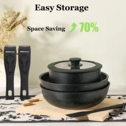 CLEAN EXPERT 12pcs Non-Stick Cookware Set Pots And Pans Set, Induction Non Stick Cooking Set With Spatula And Detachable Handle For Kitchen -Cookware Store GUEST b9bde834 5145 41b7 b2a4 46956cfd6e42