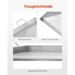 VEVOR Stainless Steel Griddle, 36x22 Inch Universal Flat Top Rectangular Plate, Gas Grill Griddle For BBQ Grill, Teppanyaki, Silver -Cookware Store GUEST bbcabbce 59fe 4a73 8609 f45e7809a08b