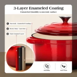Captiva Designs 7 Pieces Enameled Rust Resistance Cast Iron Cookware Set, Red -Cookware Store GUEST bc789eb2 c413 40e8 9dff d99fd74ffe95