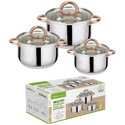 J&V TEXTILES 6pc Stainless Steel Casserole Set 4 J&V TEXTILES 6pc Stainless Steel Casserole Set - Image 2