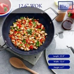 Blu. Cookware Kitchen Sidekick Set, Wok, Grill Pan, Roasting Pan, Non-Toxic, Durable Non-Stick Ceramic, PFA/PFOA-Free, Suitable For All Cooktops