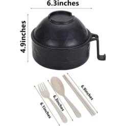 Itopfox Microwave Ramen Bowl Cooker Set With Handles, Includes Spoon Chopsticks Fork, Perfect For College Dorm Room & Apartment Essentials (Black) -Cookware Store GUEST c11af755 1baa 4568 935c f77eea4e5031