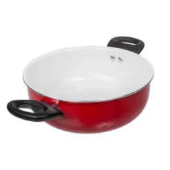 Lexi Home 8-Piece Ceramic Non-Stick Cookware Set - Red, White -Cookware Store GUEST c216eb0e 054b 4383 bd3c ca3bf2375cef