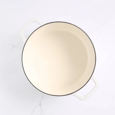 Martha Stewart 7qt Enameled Cast Iron Dutch Oven With Lid Crescent Moon: Oven-Safe, Gas & Electric Compatible, White 4 Martha Stewart 7qt Enameled Cast Iron Dutch Oven With Lid Crescent Moon: Oven-Safe, Gas & Electric Compatible, White - Image 2