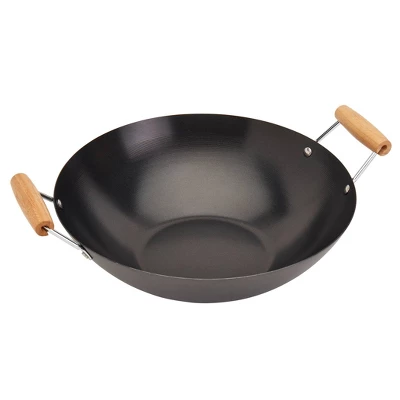 Infuse 14" Open Wok With Bamboo Side Handle: Carbon Steel Nonstick, Gas & Induction Compatible, Hand Wash, 1-Year Warranty 5 Infuse 14" Open Wok With Bamboo Side Handle: Carbon Steel Nonstick, Gas & Induction Compatible, Hand Wash, 1-Year Warranty - Image 3