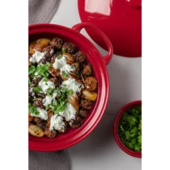 Itopfox Lace Emboss Casserole Dish With Lid, 2 Quart Ceramic Round Serving Dish For Oven To Table, Dinner And Party, Christmas Gifts In Classic Red -Cookware Store GUEST c6612a6a 917d 4ff3 b278 3596949e7be4