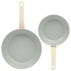 Gibson Home Barnsdall 2 Piece 8 Inch And 10 Inch Nonstick Aluminum Frying Pan Set In Linen