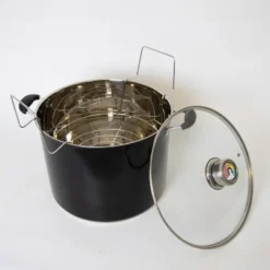 Lehman's 21.5-Quart Water Bath Canner With Pressure Gauge, Durable Stainless Steel Stockpot For Home Canning And Preserving