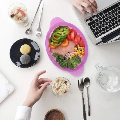 Itopfox Microwave Steamer Cooker Collapsible Bowl With Handle & Lid For Vegetables, Fish, Meal Prep - BPA Free, Dishwasher Safe, Easy Storage, Purple 5 Itopfox Microwave Steamer Cooker Collapsible Bowl With Handle & Lid For Vegetables, Fish, Meal Prep - BPA Free, Dishwasher Safe, Easy Storage, Purple - Image 3