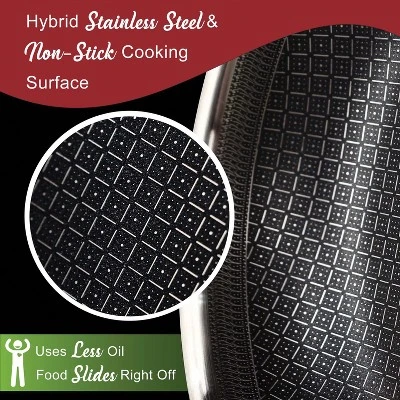 Brentwood 11-In. 3-Ply Hybrid Non-Stick Stainless Steel Induction-Compatible Deep Sauté Pan With Glass Lid In Silver 7 Brentwood 11-In. 3-Ply Hybrid Non-Stick Stainless Steel Induction-Compatible Deep Sauté Pan With Glass Lid In Silver - Image 5