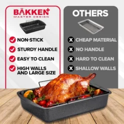 BAKKEN Nonstick Turkey Roasting Pan With Rack – 17 X 13 Inch, Large Heavy-Duty Carbon Steel Roasting Pan, Oven Safe Up To 450°F, Gray Marble 14 BAKKEN Nonstick Turkey Roasting Pan With Rack – 17 X 13 Inch, Large Heavy-Duty Carbon Steel Roasting Pan, Oven Safe Up To 450°F, Gray Marble -Cookware Store GUEST c90405b0 14c3 436e a47e ac44aa607d00