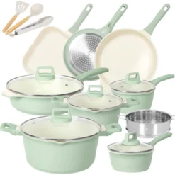 Romswi Cast Aluminum Kitchen Pots And Pans Set, 23pc Ceramic Nonstick Cookware With Utensils, Induction Compatible, Oven & Dishwasher Safe -Cookware Store GUEST cab76f15 d53d 4747 92a8 63190569dc7c