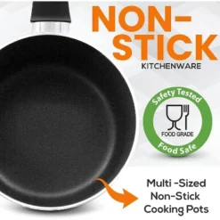 SereneLife 15 Piece Kitchenware Pots & Pans Set – Basic Kitchen Cookware, Black Non-Stick Coating Inside, Heat Resistant Lacquer (Gold) -Cookware Store GUEST cba6f3a5 8360 46b1 9a84 60968b888348