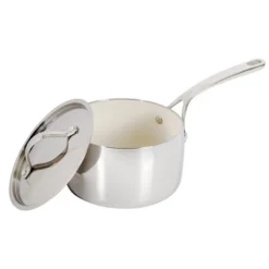 Bloomhouse 3-QT Triply Stainless Steel Sauce Pan W/ Non-Stick Non-Toxic Pro Ceramic Interior