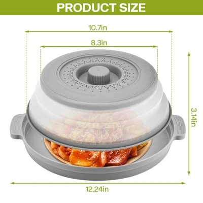Itopfox Microwave Splatter Cover With Anti-scald Base Plate, Large Plastic & Silicone Vented Collapsible Guard Lid, Plate Holder & Kitchen Colander 7 Itopfox Microwave Splatter Cover With Anti-scald Base Plate, Large Plastic & Silicone Vented Collapsible Guard Lid, Plate Holder & Kitchen Colander - Image 5