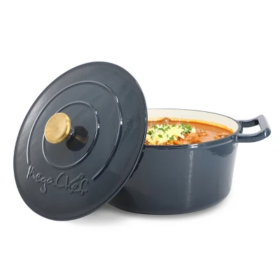 MegaChef 5.3 Quarts Round Enameled Cast Iron Dutch Oven Casserole With Self Basting Lid 10 MegaChef 5.3 Quarts Round Enameled Cast Iron Dutch Oven Casserole With Self Basting Lid - Image 8