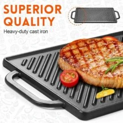 Attop Cast Iron Reversible Grill Griddle，Double Sided Grill Pan Perfect For Gas Grills And Stove Tops