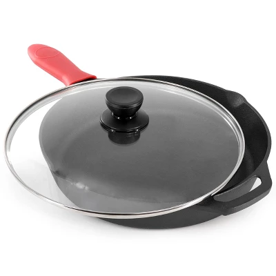 MegaChef 12 Inch Pre-Seasoned Cast Iron Skillet With Tempered Glass Lid 3 MegaChef 12 Inch Pre-Seasoned Cast Iron Skillet With Tempered Glass Lid
