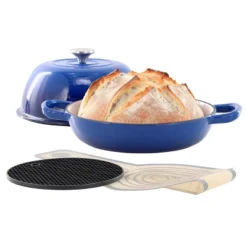 MegaChef 6 Quart Enameled Cast Iron Bread Pot In Blue With Baking Mat 15 MegaChef 6 Quart Enameled Cast Iron Bread Pot In Blue With Baking Mat -Cookware Store GUEST d22b0f30 732c 4709 b09e 1cfd583957b6