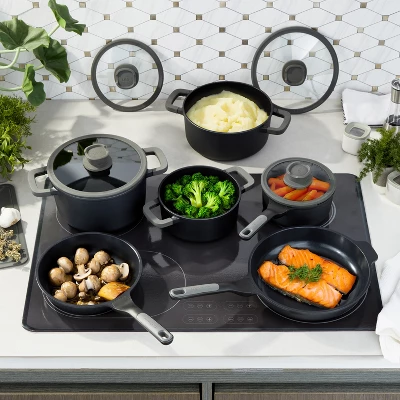 BergHOFF Leo Stone+ 10Pc Nonstick Ceramic Cookware Set With Glass Lid, Recycled Cast Aluminum 3 BergHOFF Leo Stone+ 10Pc Nonstick Ceramic Cookware Set With Glass Lid, Recycled Cast Aluminum