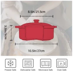 Itopfox Lace Emboss Casserole Dish With Lid, 2 Quart Ceramic Round Serving Dish For Oven To Table, Dinner And Party, Christmas Gifts In Classic Red -Cookware Store GUEST d2c668f3 f24f 427a 8cee 661d91373dda