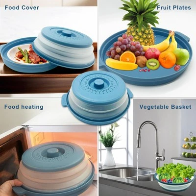 Itopfox Microwave Food Cover With Handle - Collapsible Vented Silicone Splash Guard & Tray For Heating, Doubles As Draining Basket For Washing Fruits 5 Itopfox Microwave Food Cover With Handle - Collapsible Vented Silicone Splash Guard & Tray For Heating, Doubles As Draining Basket For Washing Fruits - Image 3