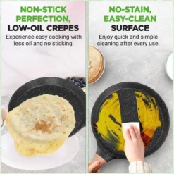 NutriChef 9.45” Non-Stick Crepe Pan With Wooden Spreader - Black Marble - NCMKCP0024BK 12 NutriChef 9.45” Non-Stick Crepe Pan With Wooden Spreader - Black Marble - NCMKCP0024BK -Cookware Store GUEST d37d5960 80fc 445b 825f 4dbc3ad2d1cd