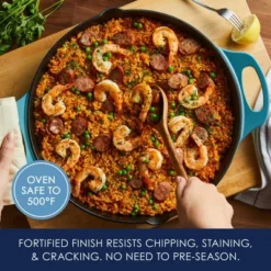 Rachael Ray 14" Nitro Cast Iron Skillet With Side Handle Agave Blue: Double Handled, 14 Inch, Electric & Gas Compatible -Cookware Store GUEST d49be939 4868 4ca7 a265 88623324920a