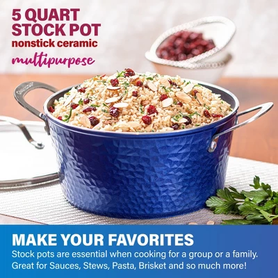 Granitestone Blue 10 Piece Hammered Aluminum Nonstick Cookware Set 8 Granitestone Blue 10 Piece Hammered Aluminum Nonstick Cookware Set - Image 6